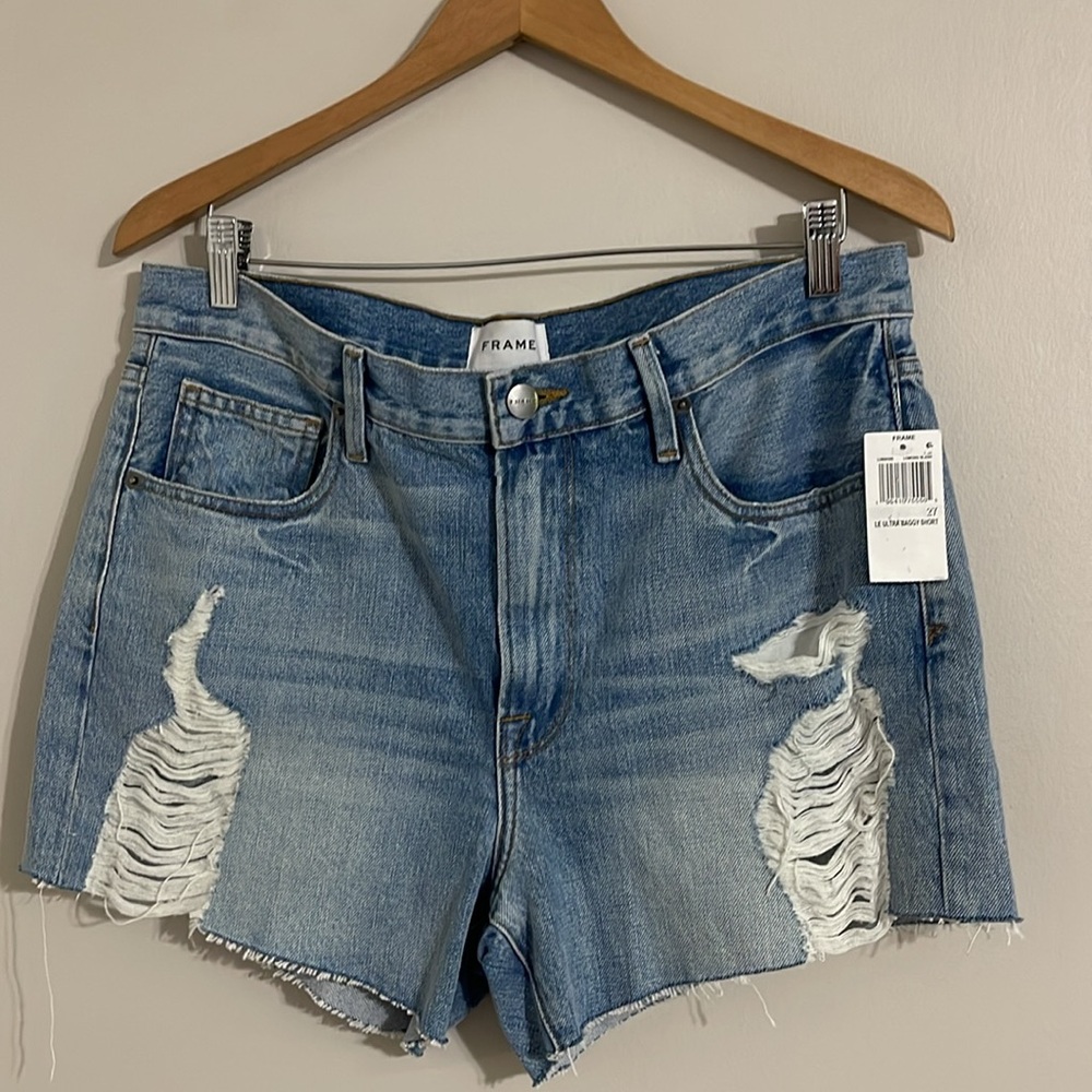 frame women’s ultra baggy jean shorts 27